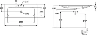 Villeroy & Boch Schrankwaschtisch Finion 1200x500mm re-eckig 1HL. o. ÜL. Stone White cplus – Bild 4