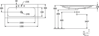 Villeroy & Boch Schrankwaschtisch Finion 1200x500mm Rechteck o. ÜL. Weiß Alpin CeramicPlus – Bild 4