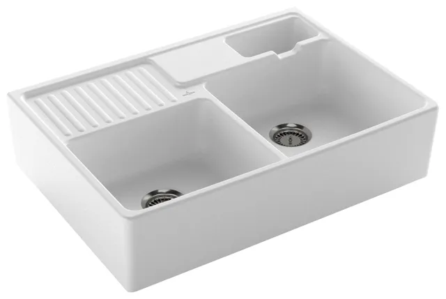 Villeroy & Boch Spülstein 895x630mm Ablgarn. Spülbecken m.tig Keram. Stone White c+