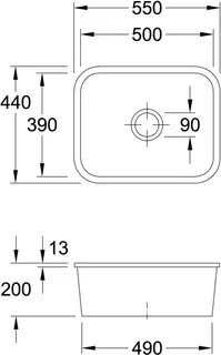 Villeroy & Boch U-Bau-SP Cisterna 60C 550x440mm Ablgarn. Becken mtig Keram Graphitec+ – Bild 4