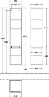 Villeroy & Boch Hochschrank Subway 2.0 10 350x1650x370mm 2 Türen A:li Glossy Grey – Bild 3