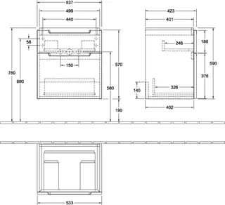 Villeroy & Boch WTUS Subway 2.0 10 537x590x423mm 2 Ausz. Waschtisch m.tig Arizona Oak – Bild 5