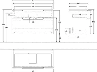 Villeroy & Boch WTUS Subway 2.0 10 987x590x449mm 2 Ausz. Waschtisch m.tig Glossy White – Bild 2