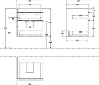 Villeroy & Boch WTUS Venticello 01 553x590x502mm 2 Ausz. Waschtisch m.tig Nordic Oak – Bild 5