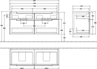 Villeroy & Boch WTUS Subway 2.0 A9171 1287x590x449mm 4 Ausz. Waschtisch m.tig Glossy White – Bild 5