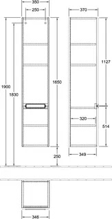 Villeroy & Boch Hochschrank Subway 2.0 10 350x1650x370mm 2 Türen A:re Glossy Grey – Bild 2