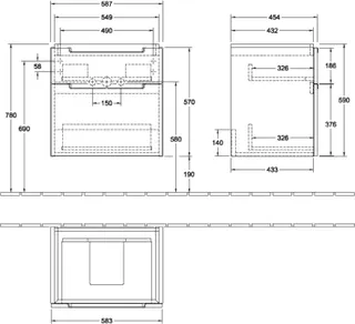 Villeroy & Boch WTUS Subway 2.0 10 587x590x454mm 2 Ausz. Waschtisch m.tig White Matt – Bild 4