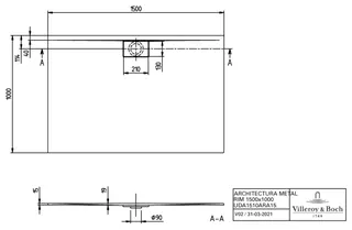 Villeroy & Boch Duschwanne Architectura 1500x1000x15 mm Rechteck mit Rutschhemmung Weiß Alpin – Bild 3