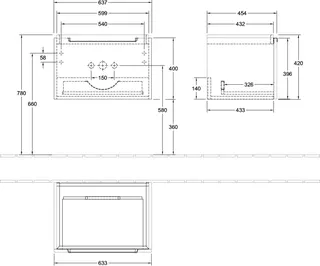 Villeroy & Boch WTUS Subway 2.0 10 637x420x454mm 1 Ausz. Waschtisch m.tig White Matt – Bild 2