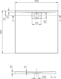 Villeroy & Boch Duschwanne Architectura 1000x1000x48 mm Quadrat mit Rutschhemmung Weiß Alpin – Bild 3