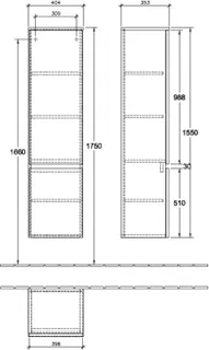 Villeroy & Boch Hochschrank Legato 400x1550x350mm 2 Türen A:re Soft Grey – Bild 3