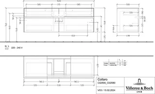 Villeroy & Boch WTUS Collaro C025 1600x548x500mm 4 Ausz. Waschtisch m.tig Glossy White – Bild 4