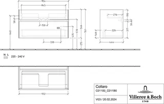 Villeroy & Boch WaschbeckenUS Collaro 954x546x444mm 2 Ausz. Waschbecken m.tig White Matt – Bild 4
