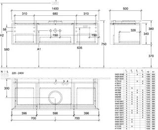 Villeroy & Boch WTUS Legato B585 1400x380x500mm 3 Ausz. Waschtisch m.tig Black Matt Lacquer – Bild 4