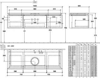 Villeroy & Boch WTUS Legato B585 1400x380x500mm 3 Ausz. Waschtisch m.tig Black Matt Lacquer – Bild 5