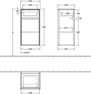 Villeroy & Boch Seitenschrank Collaro 404x748x349mm 1 Tür 1 Schublade A:li Glossy White – Bild 4