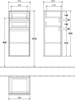 Villeroy & Boch Seitenschrank Legato 400x870x350mm 1 Tür 2 Schubladen A:li Black Matt Lacquer – Bild 3