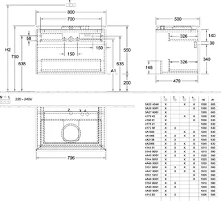 Villeroy & Boch WaschbeckenUS Legato 800x550x500mm 2 Ausz. Waschbecken m.tig Glossy White – Bild 4