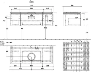 Villeroy & Boch WTUS Legato 1200x380x500mm m. Bel. 3 Ausz. Waschtisch m.tig Arizona Oak – Bild 3