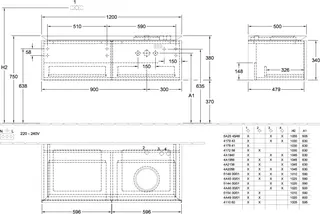 Villeroy & Boch WTUS Legato 1200x380x500mm m. Bel. 2 Ausz. Waschtisch rechts Black Matt Lacquer – Bild 4