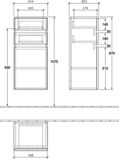 Villeroy & Boch Seitenschrank Legato 400x870x350mm 1 Tür 2 Schubladen A:re Black Matt Lacquer – Bild 3