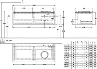 Villeroy & Boch WTUS Legato 1200x380x500mm m. Bel. 2 Ausz. Waschtisch rechts Arizona Oak – Bild 3