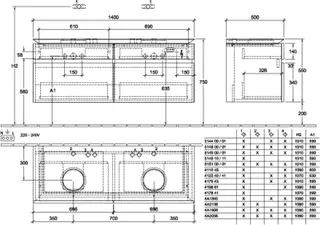 Villeroy & Boch WTUS Legato B592 1400x550x500mm m. Bel. 4 Ausz. für 2 Waschtisch Nordic Oak – Bild 5