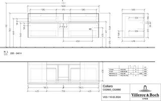 Villeroy & Boch WTUS Collaro C028 1600x548x500mm 4 Ausz. Waschtisch m.tig White Matt – Bild 3