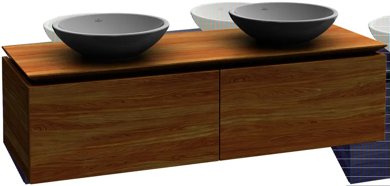 Villeroy & Boch WTUS Legato B599 1600x380x500mm m. Bel. 2 Ausz. für 2 Waschtisch Black Matt Lacquer