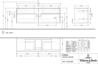 Villeroy & Boch WTUS Collaro C031 1600x548x500mm 4 Ausz. Waschtisch m.tig Glossy White – Bild 2