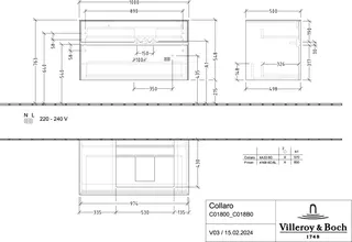 Villeroy & Boch WTUS Collaro C018 1000x548x500mm 2 Ausz. Waschtisch rechts Glossy White – Bild 4