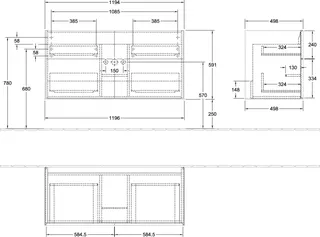 Villeroy & Boch Waschbeckenunterschrank Finion F05 1196x591x498mm FK/RE/AP: MT/-/- – Bild 2