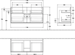 Villeroy & Boch Waschbeckenunterschrank Finion F05 1196x591x498mm FK/RE/AP: PD/-/- – Bild 3