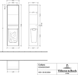 Villeroy & Boch Hochschrank Collaro 454x1538x347mm 2 Türen A:li Glossy White – Bild 3
