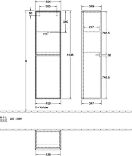 Villeroy & Boch Hochschrank Collaro 454x1538x347mm 2 Türen A:li Glossy White – Bild 4