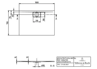 Villeroy & Boch Duschwanne Architectura 1000x700x15mm Rechteck Weiß Alpin – Bild 4