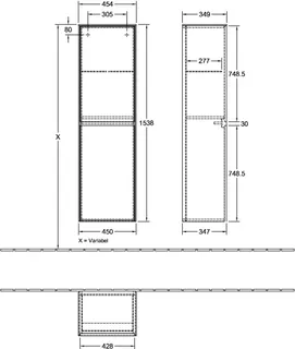 Villeroy & Boch Hochschrank Collaro 454x1538x347mm 2 Türen A:li White Matt – Bild 4