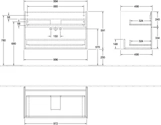 Villeroy & Boch Waschbeckenunterschrank Finion F02 996x591x498mm FK/RE/AP: MT/-/- – Bild 2