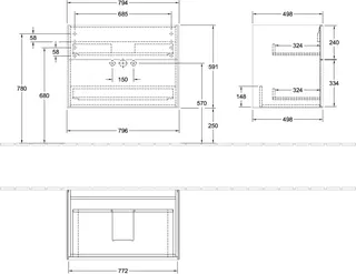 Villeroy & Boch Waschbeckenunterschrank Finion F01 796x591x498mm FK/RE/AP: HB/-/- – Bild 3
