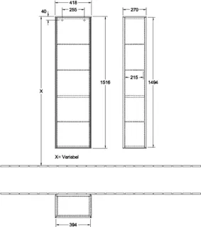 Villeroy & Boch Hochschrank Finion F49 418x1516x270mm FK/RE/AP: PD/-/- – Bild 3