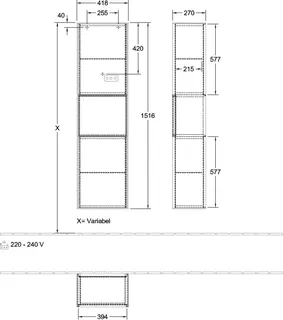 Villeroy & Boch Hochschrank Finion F47 418x1516x270mm mit Beleuchtung FK/RE/AP: GK/GF/- – Bild 2