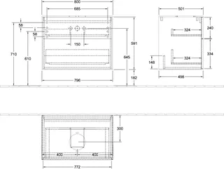 Villeroy & Boch Waschbeckenunterschrank Finion F99 800x603x501mm FK/RE/AP: HG/-/1 – Bild 3