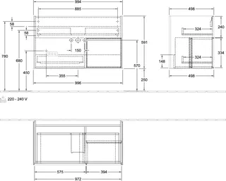 Villeroy & Boch Waschbeckenunterschrank Finion G04 996x591x498mm m Bel FK/RE/AP: GF/GF/- – Bild 3