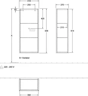 Villeroy & Boch Seitenschrank Finion G57 418x936x270mm m Bel FK/RE/AP: GN/-/- – Bild 2