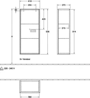 Villeroy & Boch Seitenschrank Finion G57 418x936x270mm m Bel FK/RE/AP: GN/-/- – Bild 3