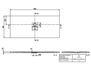 Villeroy & Boch Duschwanne Squaro Infinity 1800x800x40mm re-eckig Flächenbündiger Einbau AR Grey – Bild 3