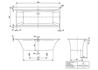 Villeroy & Boch Badewanne Squaro Edge 12 1800x800x496mm re-eckig m. Sys AP TP1 Zul. Weiß Alpin – Bild 2