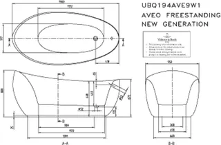 Villeroy & Boch Badewanne Aveo New Generation T1 1900x950x 830mm freist. ColourOnDemand Weiß Alpin – Bild 3