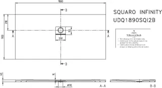 Villeroy & Boch Duschwanne Squaro Infinity 1800x900x40mm re-eckig EB:li/re flb Einb AR StoneWhite – Bild 4