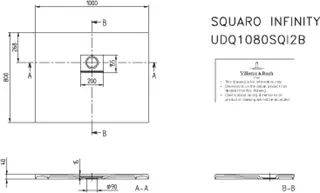 Villeroy & Boch Duschwanne Squaro Infinity 1000x800x40mm re-eckig EB:li/re flb Einb AR StoneWhite – Bild 2